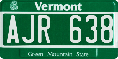 VT license plate AJR638