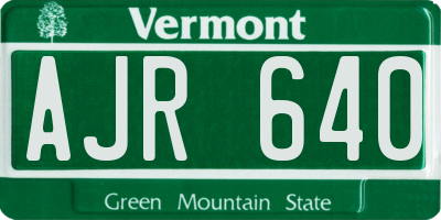 VT license plate AJR640