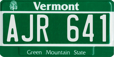 VT license plate AJR641