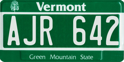 VT license plate AJR642