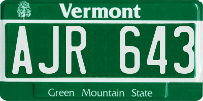 VT license plate AJR643