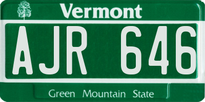 VT license plate AJR646