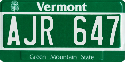 VT license plate AJR647