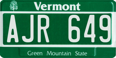 VT license plate AJR649