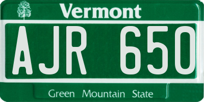 VT license plate AJR650