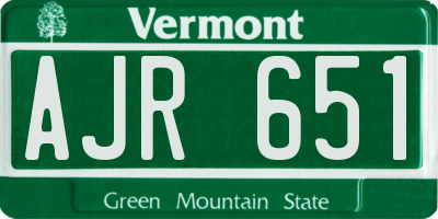 VT license plate AJR651