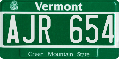 VT license plate AJR654