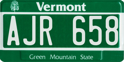 VT license plate AJR658