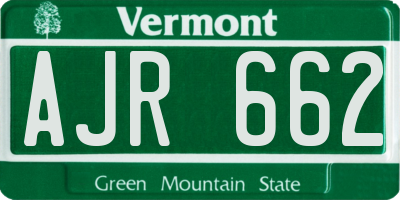 VT license plate AJR662