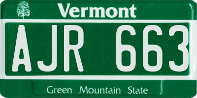 VT license plate AJR663