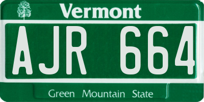 VT license plate AJR664