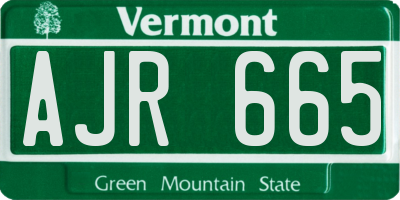 VT license plate AJR665