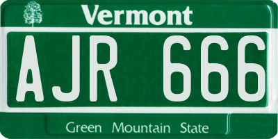 VT license plate AJR666