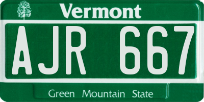 VT license plate AJR667