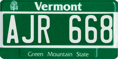 VT license plate AJR668