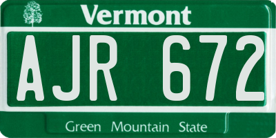 VT license plate AJR672