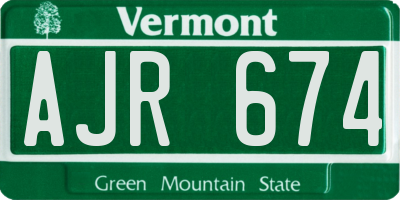 VT license plate AJR674