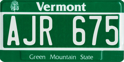 VT license plate AJR675