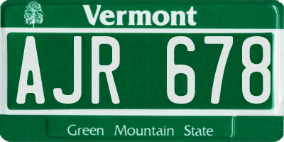 VT license plate AJR678
