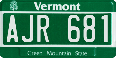 VT license plate AJR681