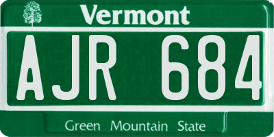 VT license plate AJR684