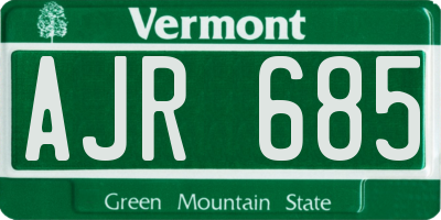 VT license plate AJR685