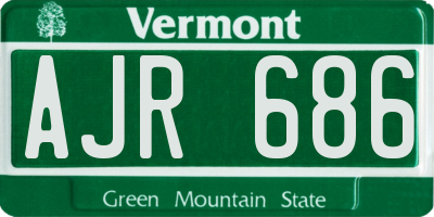 VT license plate AJR686