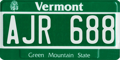 VT license plate AJR688