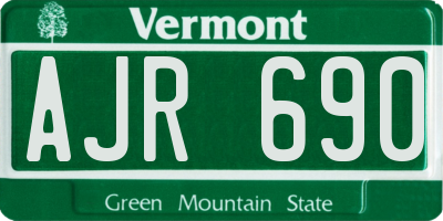VT license plate AJR690