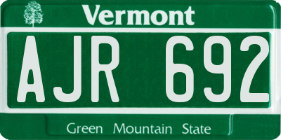 VT license plate AJR692