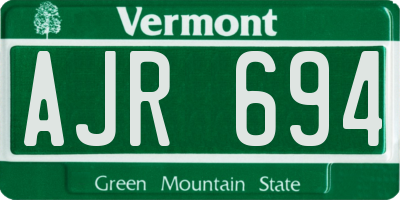 VT license plate AJR694