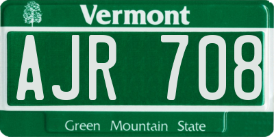 VT license plate AJR708