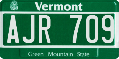 VT license plate AJR709