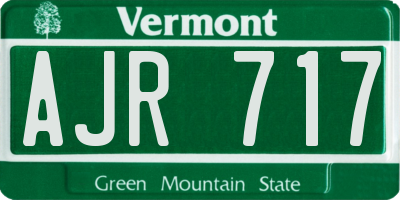 VT license plate AJR717