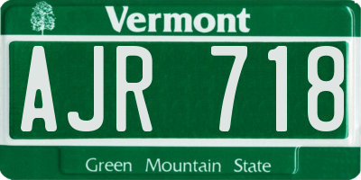VT license plate AJR718