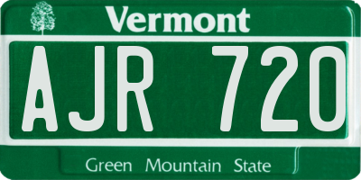 VT license plate AJR720