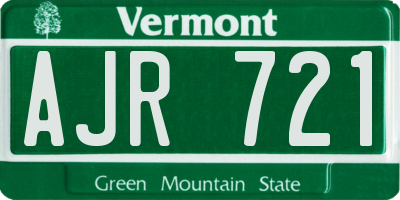 VT license plate AJR721
