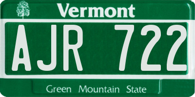 VT license plate AJR722