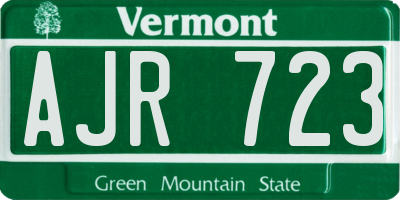 VT license plate AJR723