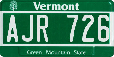 VT license plate AJR726