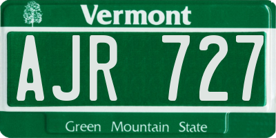 VT license plate AJR727
