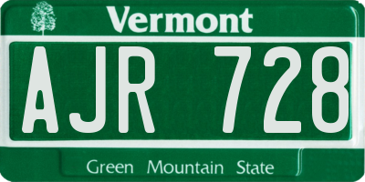 VT license plate AJR728