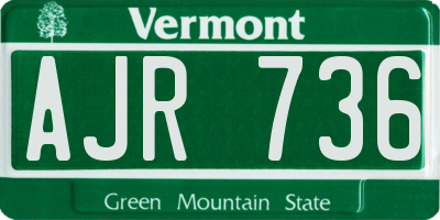 VT license plate AJR736