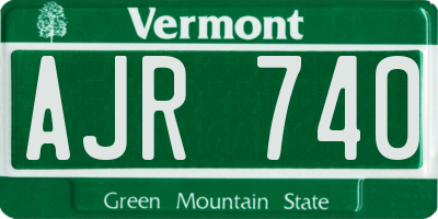 VT license plate AJR740