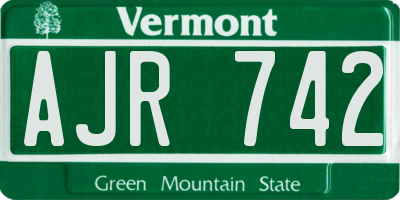 VT license plate AJR742