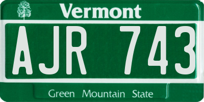 VT license plate AJR743