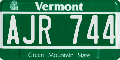 VT license plate AJR744