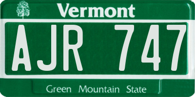 VT license plate AJR747