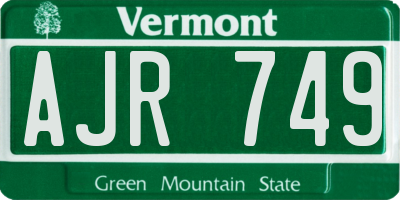 VT license plate AJR749