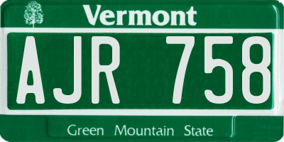 VT license plate AJR758